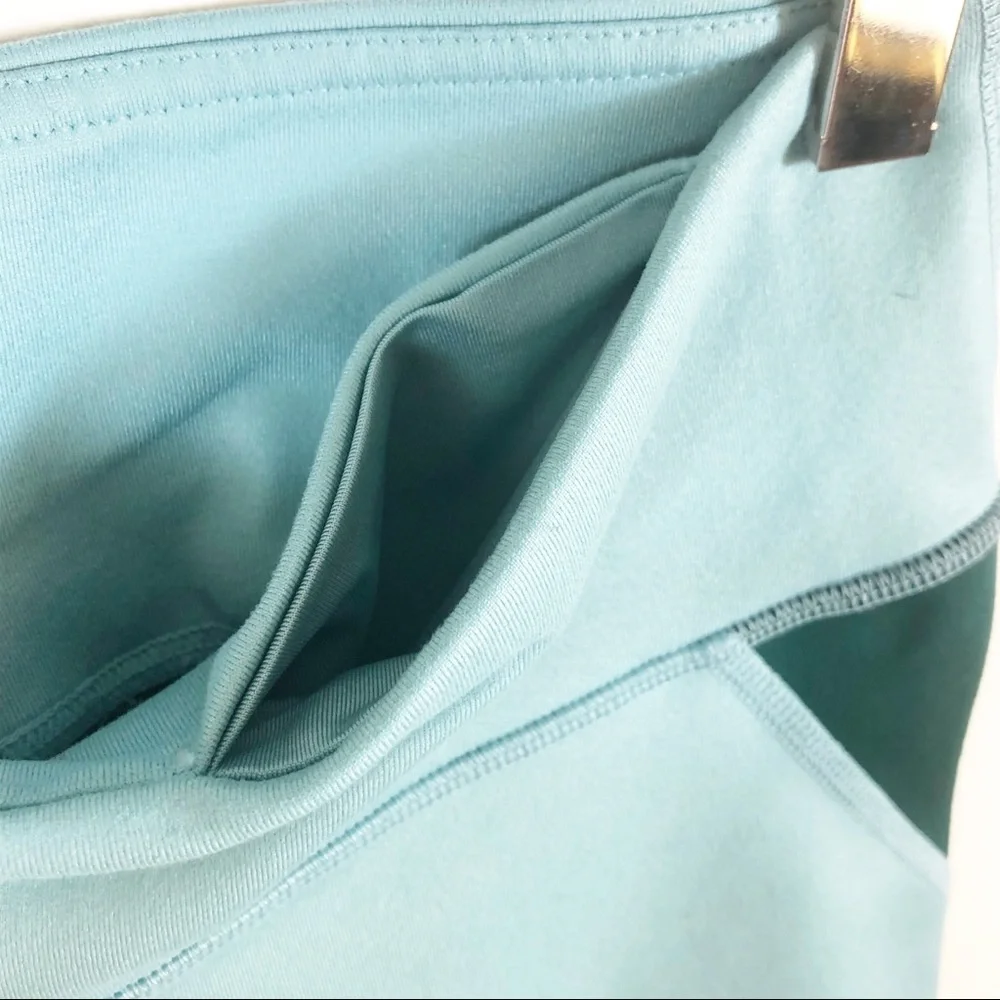 ALO YOGA Range Capri Cropped Legging Teal Green Mesh XS Mid Rise - Picture 5 of 7